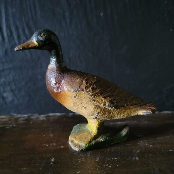 Antique Cast Iron Painted Duck Figural Bottle Opener Duck Bottle Opener - Picture 1 of 10
